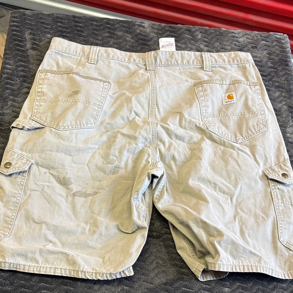 Vintage Carhartt Men's Light Tan Cargo Shorts with Tool Pockets size 40